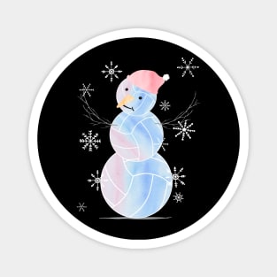 Cute Watercolor Pastel I Love Volleyball Snowman in light blue, pink and purple Magnet